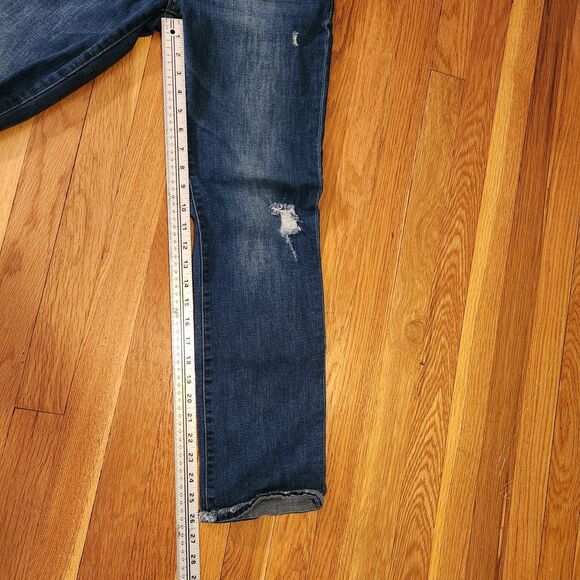 DL1961 Mara Straight Mid-Rise Instasculpt Distressed Ankle Jeans, Indigo, Sz 29 - Picture 8 of 8